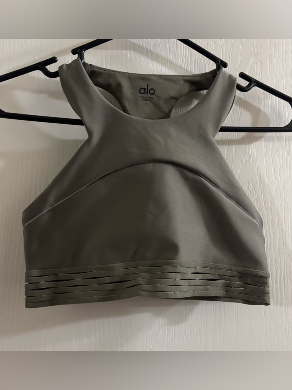 ALO Yoga Olive High-Neck Laser Band Crop Top